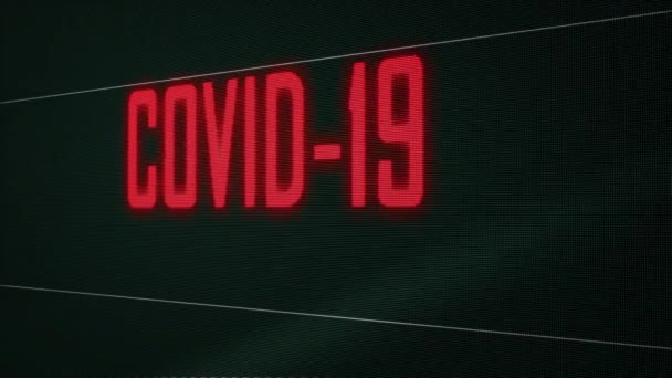 Червоний Coronavirus Covid Попереджувальний Текст Дисплеї Піксельним Зеленим Екраном Абетка — стокове відео