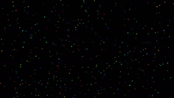 隔離された黒の背景で空気中で爆発するコンフェッティ敬礼 視覚効果はオーバーレイ粒子装飾要素の概念を飾る 新年あけましておめでとうございます Vfxフッテージ動画 — ストック動画