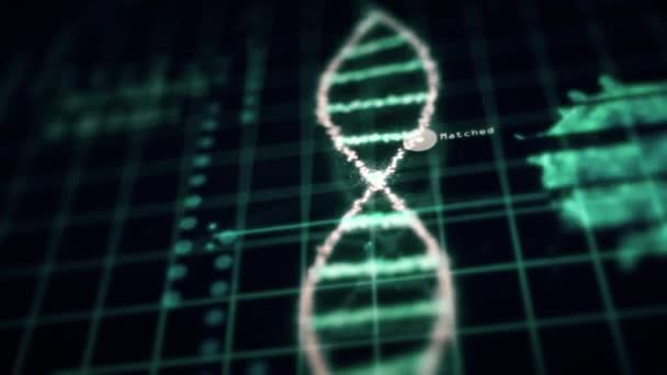 Medische Tech Spiraal Dna Chromosoom Laboratorium Virus Analyse Groene Grid — Stockvideo