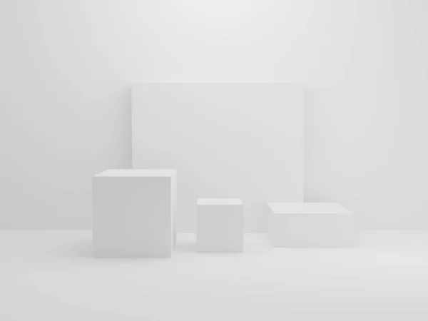 Witte Rechthoek Blok Kleine Kamer Achtergrond Abstract Mockupconcept Voor Interieurarchitectuur — Stockfoto