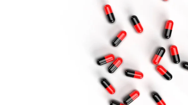 Skupina Pilulek Medicína Bílém Pozadí Koncept Lékařského Výzkumu Farmacie Závislost — Stock fotografie