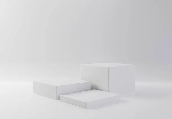 White Rectangle Cube Produkt Vitrine Tisch Auf Isoliertem Hintergrund Abstraktes — Stockfoto