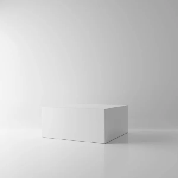 Branco Retângulo Bloco Cubo Fundo Sala Vazia Abstrato Arquitetura Interior — Fotografia de Stock