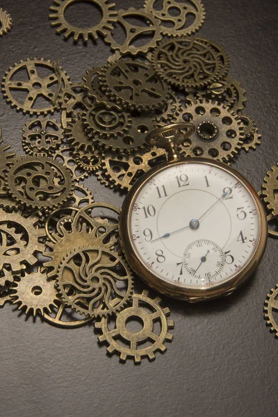 Pocket Watch and Gears — Stock Photo, Image