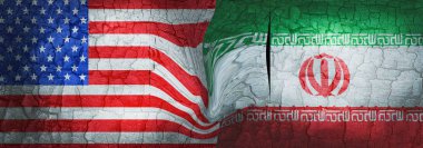 İran ve Amerika Birleşik Devletleri bayrakları savaştan kaynaklandığını gösteriyor .