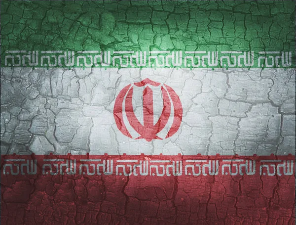 Прапор Ірану показує страждання від політичних конфліктів та внутрішніх конфліктів. — стокове фото
