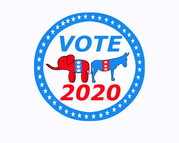 La votación 2020 está en progreso e ilustrada con el Burro Democrático  . — Foto de Stock