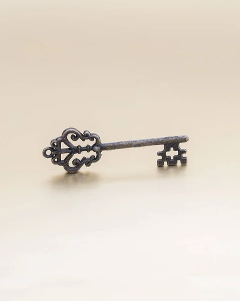 Old skeleton key used for opening antique locks and decoration . — Stock Photo, Image