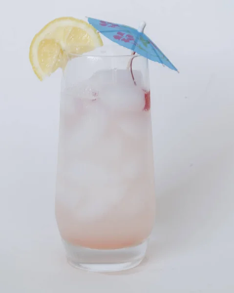 Refreshing Tropical Tom Collins Drink Vodka Cherry Lemon — Stock Photo, Image