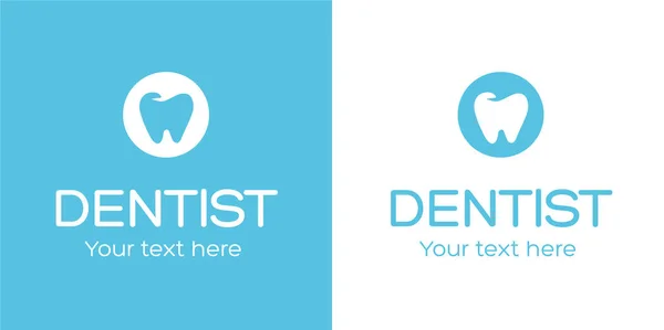 Logo Dentista Blu Bianco — Vettoriale Stock