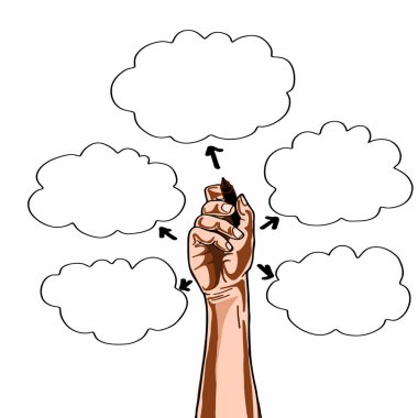 Düşünme baloons ile el yazısı