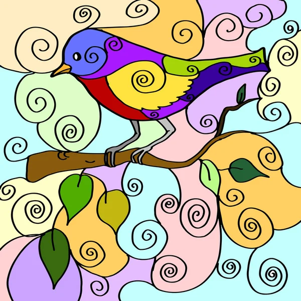 Color on the branch bird — Stock Photo, Image