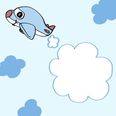 Bulut ile sevimli yüz uçak