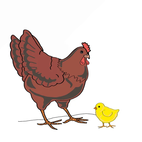 Ikone Huhn und Küken — Stockfoto