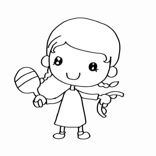 Jolie fille jouer maracas coloriage — Photo