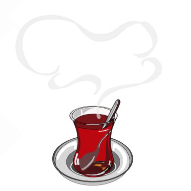 Siyah çay ve cam bardak duman
