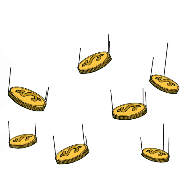 Падаючі монети літають золотом — стокове фото