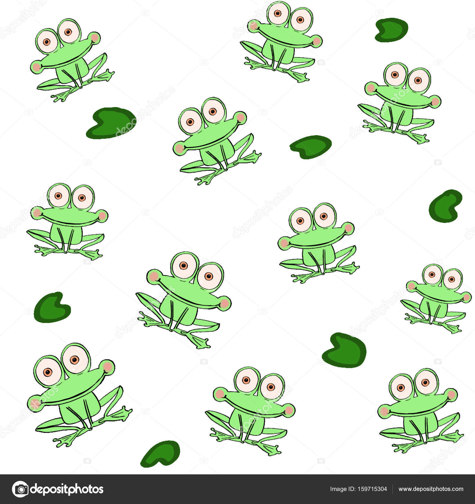 Cute Frog Pattern Background Illustration Drawing — Stock ...