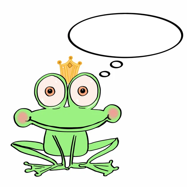 かわいい王子カエルと思考のバルーン — ストック写真