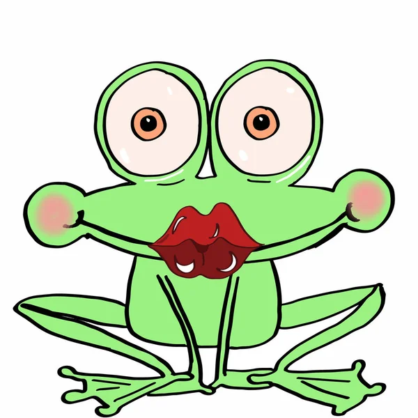 Roztomilý Frog Ženské Bílým Pozadím — Stock fotografie