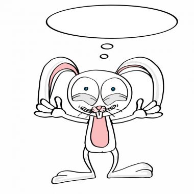 sevimli tavşan mutlu illüstrasyon karikatür maskotu ve beyaz arka plan çizim 