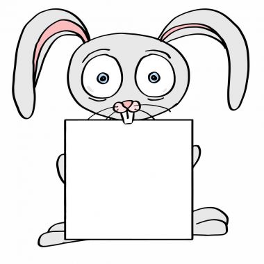 sevimli tavşan gri illüstrasyon karikatür çizim maskotu ve beyaz arka plan afiş