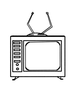 tv eski illüstrasyon karikatür çizim boyama