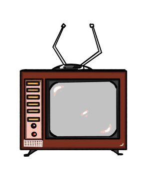 tv eski illüstrasyon karikatür çizim boyama