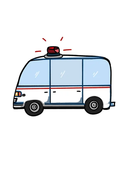 Ambulance Voertuig Illustratie Cartoon Tekenen Kleuren — Stockfoto