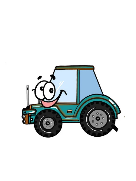 Lindo Vehículo Camión Tractor Ilustración Dibujo Dibujos Animados Para Colorear —  Fotos de Stock