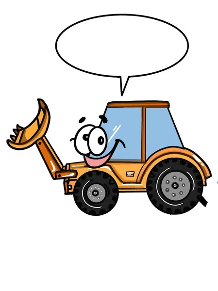 Schattig Voertuig Truck Trekker Illustratie Cartoon Tekenen Kleuren Spreken — Stockfoto