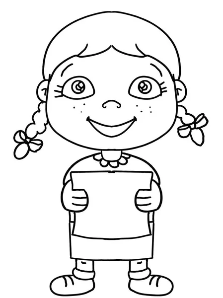 Bonito Menina Criança Ilustração Desenho Animado — Fotografia de Stock