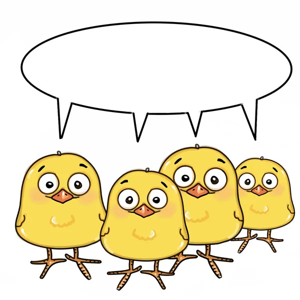 cute yellow chick illustation cartoon drawing and white background