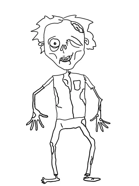 Zombie Mężczyzna Ilustracja Kobiece Kreskówka Rysunku Białe Tło — Zdjęcie stockowe