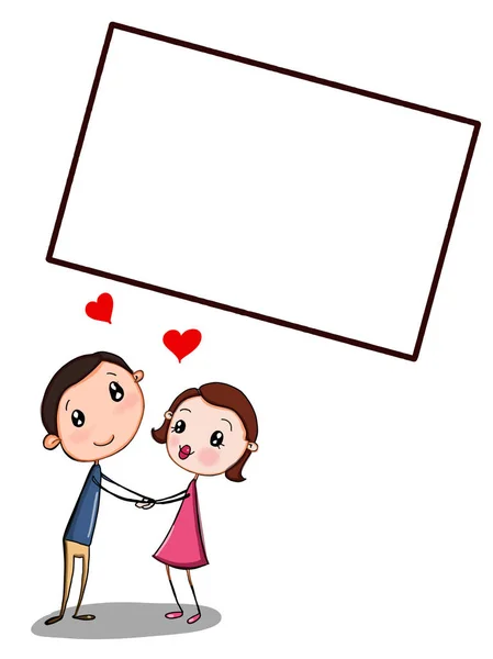 Mignon Couple Illustration Mâle Femelle Illustration Dessin Fond Blanc — Photo