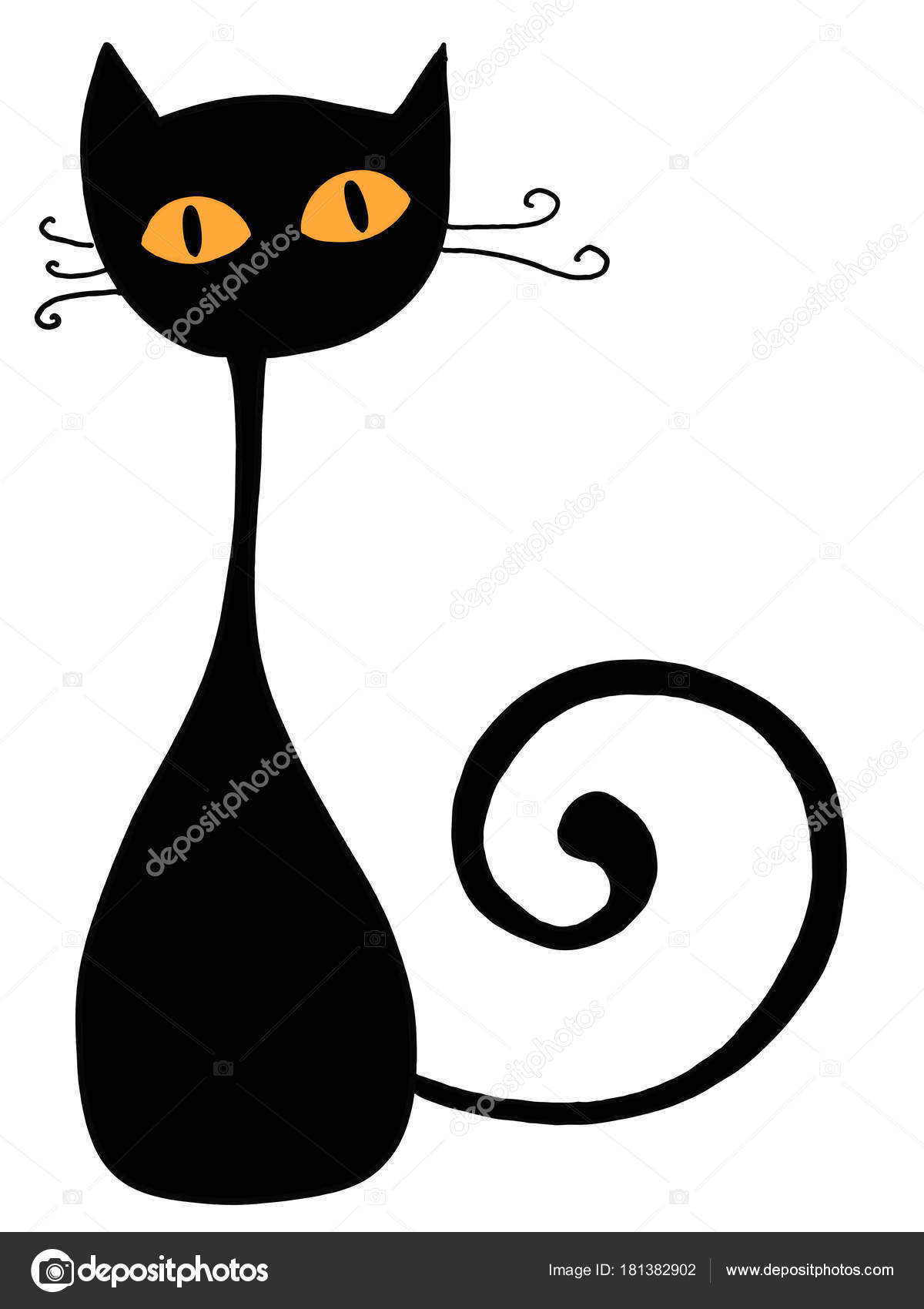 Black Cat Silhouette Drawing Black Cat Silhouette Illustration Drawing Stock Photo C Designartks 181382902
