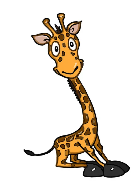 Carino Giraffa Illustrazione Cartone Animato Sfondo Bianco — Foto Stock