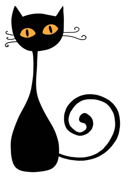 Schwarze Katze Silhouette Illustration Zeichnung — Stockfoto