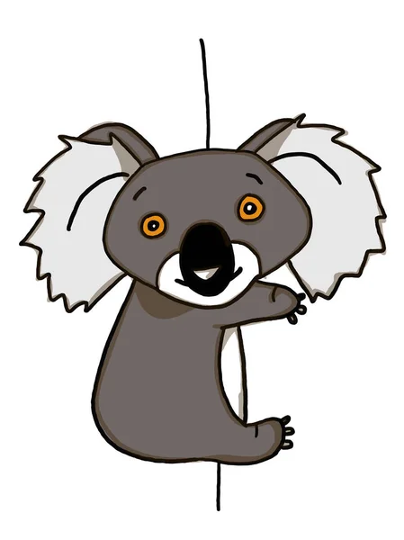 Schattige Koala Klimmen Illustratie Tekening — Stockfoto