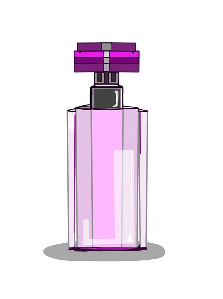 Desenho Ilustração Garrafa Perfume Fundo Branco — Fotografia de Stock