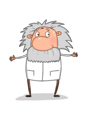 bilim adamı çizgi film illüstrasyon ve beyaz arka plan