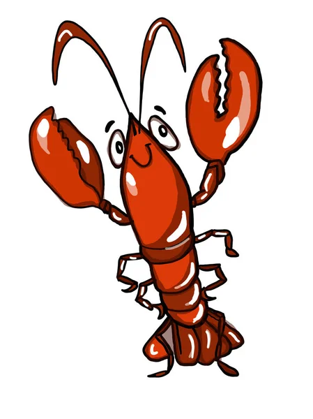 Mignon Dessin Animé Homard Rouge — Photo