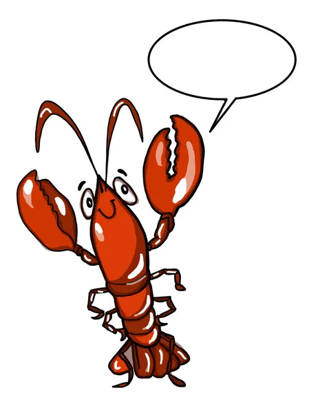 Dessin Animé Mignon Homard Discours Bulle — Photo