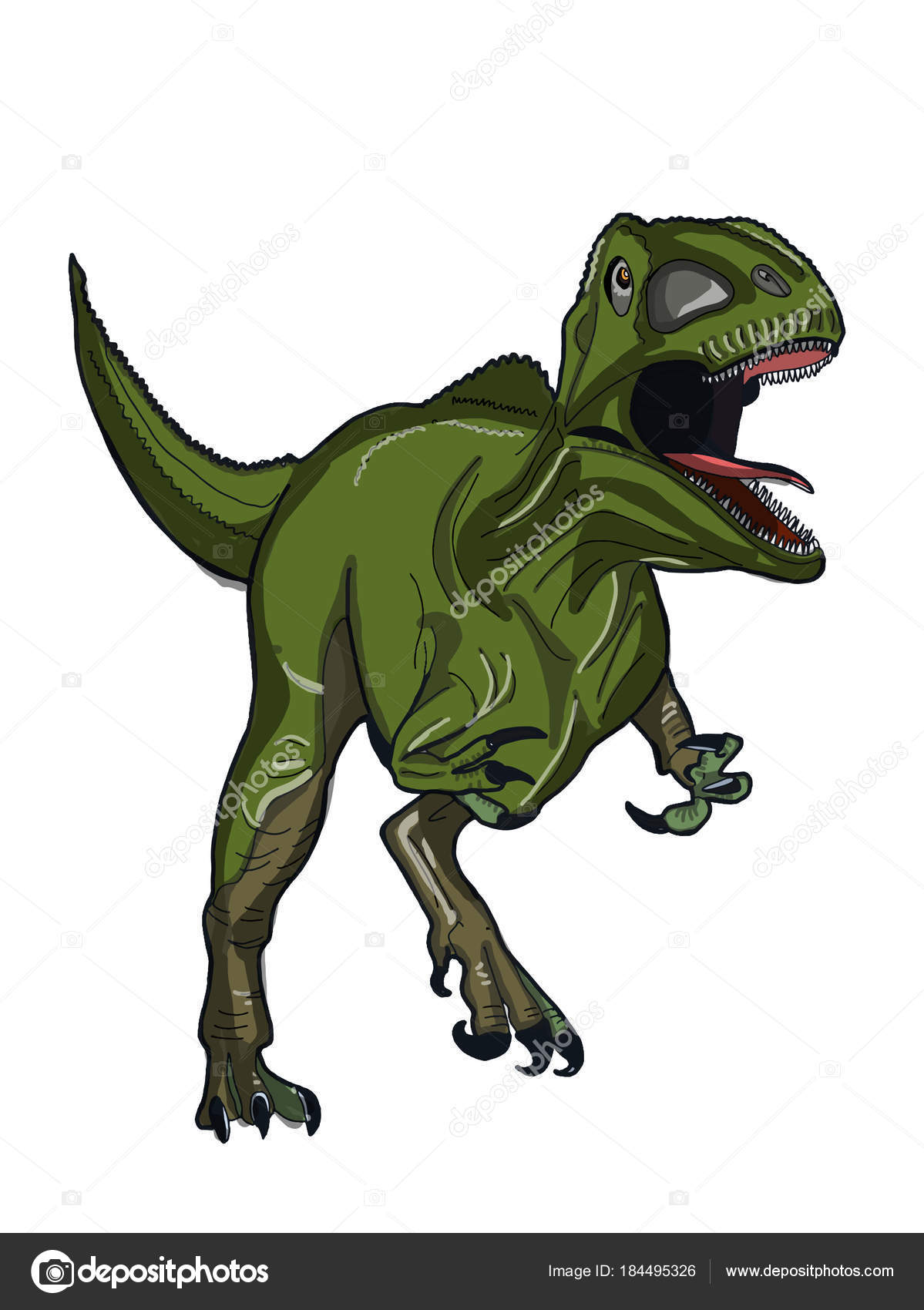Realistic Dinosaur Illustration Cartoon Drawing Stock