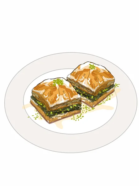 Cartoon Baklava Illustration Und Baklava Text — Stockfoto