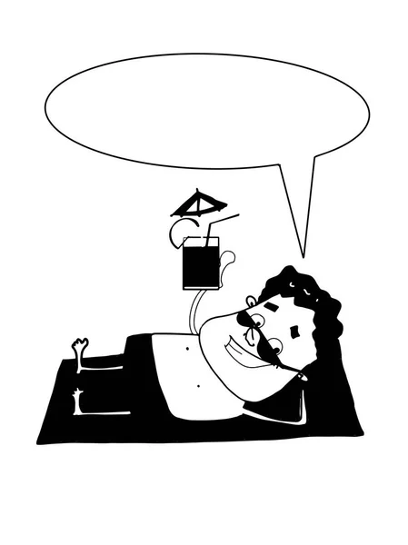 Kreskówka Mężczyzna Sobie Strój Kąpielowy Ilustracja Opalania — Zdjęcie stockowe