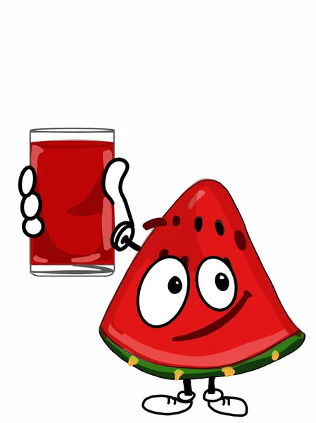 Schattig Watermeloen Illustratie Cartoon — Stockfoto