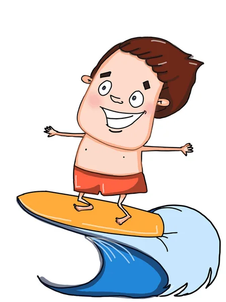 Kreskówka Mężczyzna Surf — Zdjęcie stockowe