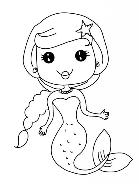Carino Sirena Cartone Animato Illustrazione Bianco Sfondo — Foto Stock