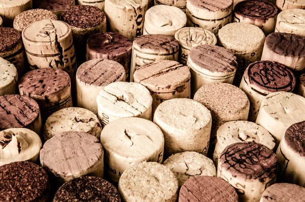 Detail of old wine corks in color vintage style — Stock Photo, Image